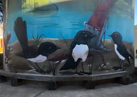 Lockhart Water Tower Mural - E Caravan Parks 2